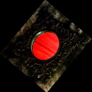 Black Gothic Ceramic Framed Mirror with hanging hardware